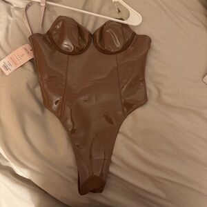 House of CB Glossy Brown Bodysuit